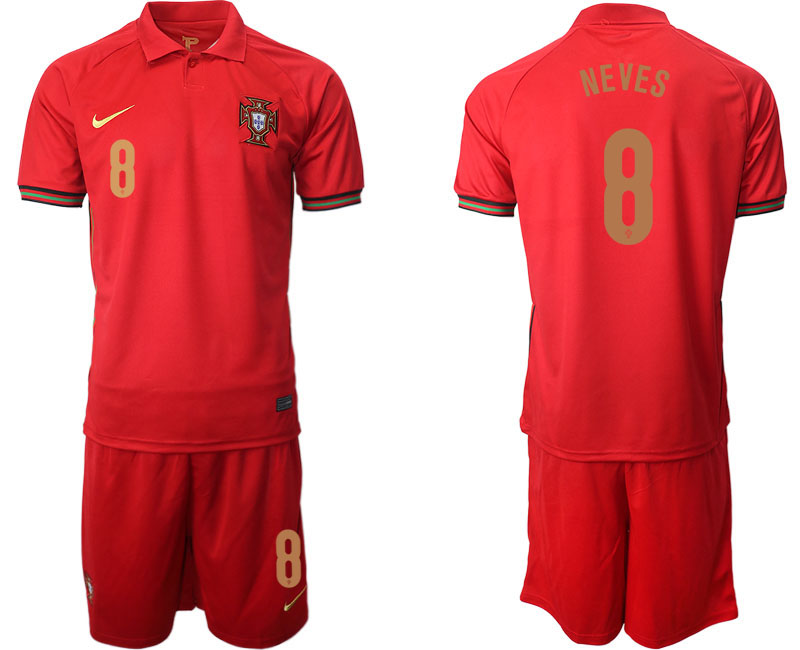 Men 2021 European Cup Portugal home red #8 Soccer Jersey->netherlands(holland) jersey->Soccer Country Jersey